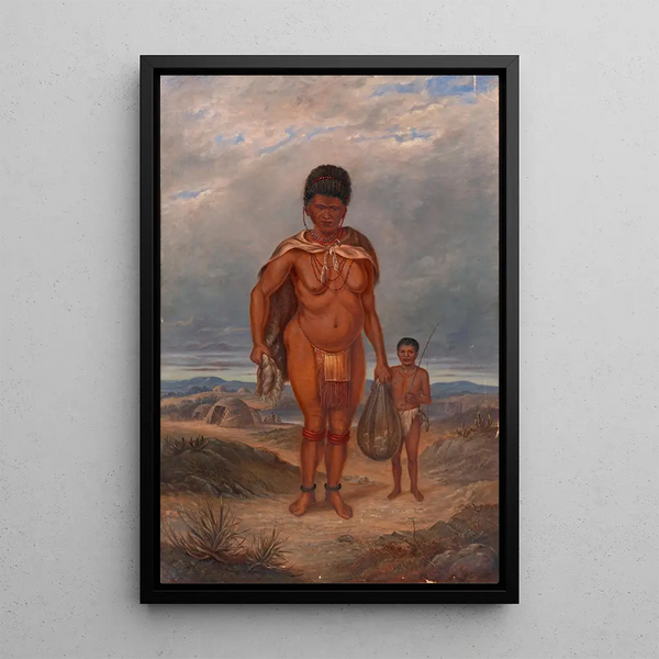 Donna e bambini Hottentots - Antonio Zeno Shindler — quadro incorniciato alla parete