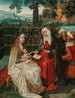 La Vierge et l'Enfant avec sainte Anne dans un jardin clos avec Joachim et Joseph au-delà - École d'Anvers — vista dell’opera
