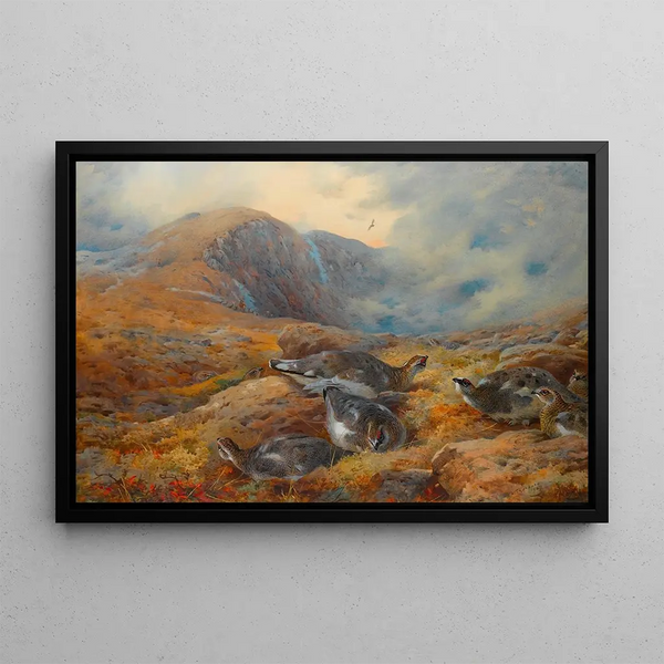 Pericolo in quota, lagopède - Archibald Thorburn — quadro incorniciato alla parete