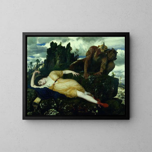 Diane addormentata sorvegliata da due fauni - Arnold Böcklin — quadro incorniciato alla parete