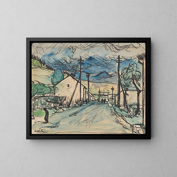 Uomo triste nel villaggio - Arnold Peter Weisz-Kubínčan — quadro incorniciato alla parete