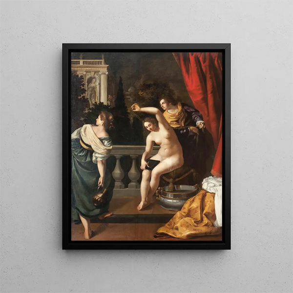 Bethsabée al bagno - Artemisia Gentileschi — quadro incorniciato alla parete