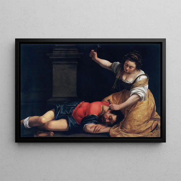 Jaël e Sisera - Artemisia Gentileschi — quadro incorniciato alla parete