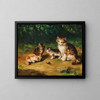 ArthurAlfred Brunel de Neuville - Curious kittens with snail.webp