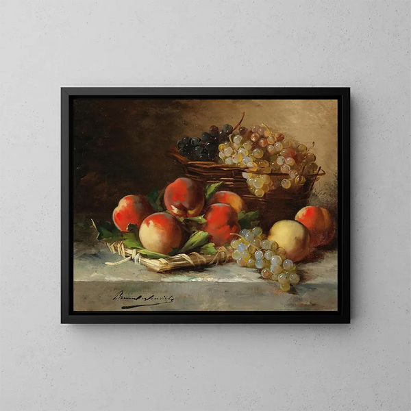 Nature morte con mele e uva - Arthur Alfred Brunel de Neuville — quadro incorniciato alla parete