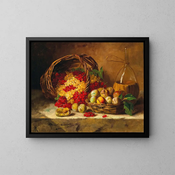 Nature morte con ribes e prugne - Arthur Alfred Brunel de Neuville — quadro incorniciato alla parete