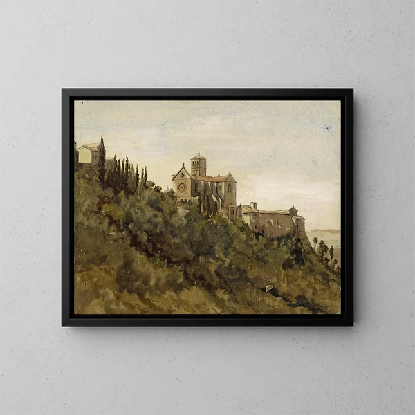 La collina di Assisi - Arthur Joseph Gueniot — quadro incorniciato alla parete