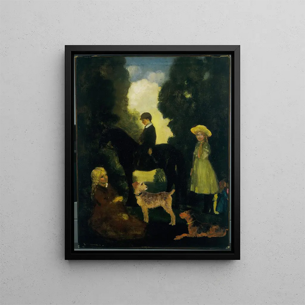 Bambini, cani e pony - Arthur Bowen Davies — quadro incorniciato alla parete