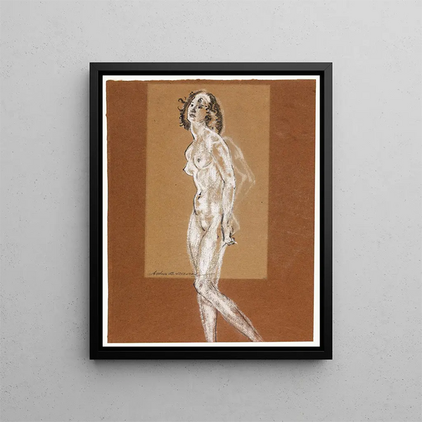 Donna nuda in piedi - Arthur Bowen Davies — quadro incorniciato alla parete