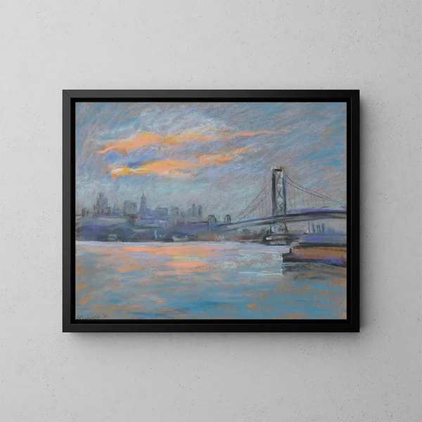 Vista del ponte di Brooklyn - Arthur Clifton Goodwin — quadro incorniciato alla parete