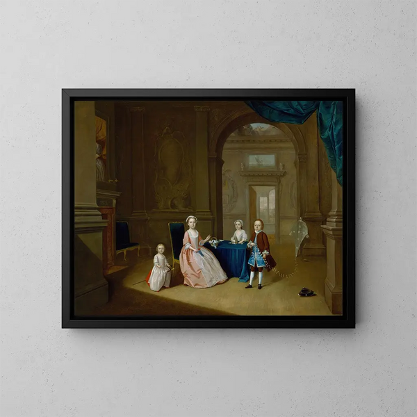 Bambini in un interno - Arthur Devis — quadro incorniciato alla parete