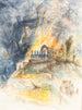 Un edificio ecclesiastico in fiamme con demoni sopra - Arthur Frederick Payne — vista dell’opera