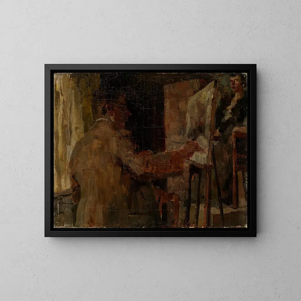 Wilhelm Trübner nell'atelier - Arthur Grimm — quadro incorniciato alla parete