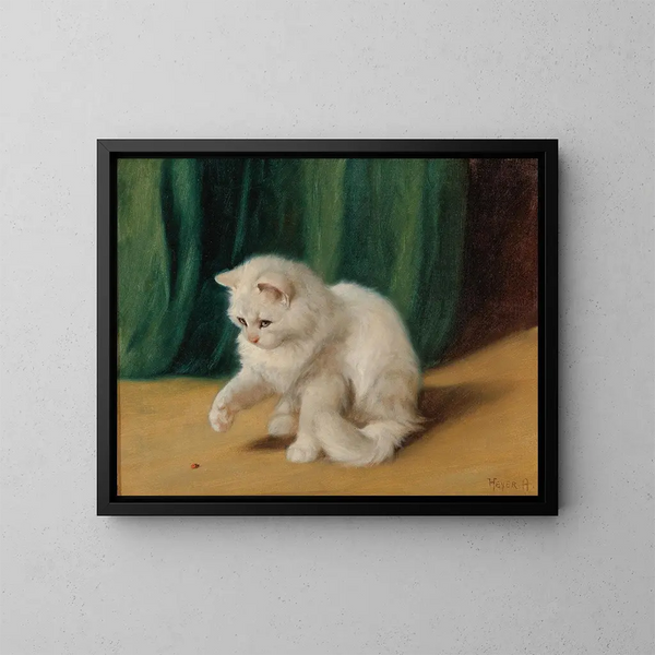 Chat con coccinella - Arthur Heyer — quadro incorniciato alla parete