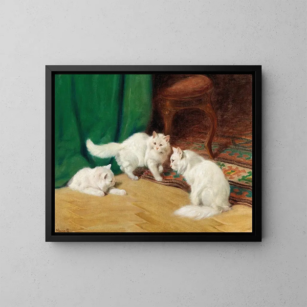 Conversazione tra i gatti - Arthur Heyer — quadro incorniciato alla parete