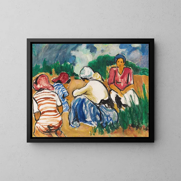 Donne nei campi - Arthur Segal — quadro incorniciato alla parete