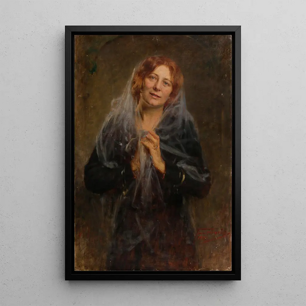 Riproduzione del dipinto Ritratto di una dama con velo L'epouse dell'artista - Arthur von Ferraris