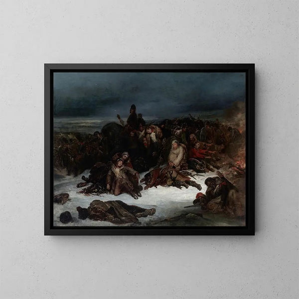 La ritirata dell'esercito di Napoleone in Russia nel 1812 - Ary Scheffer — quadro incorniciato alla parete