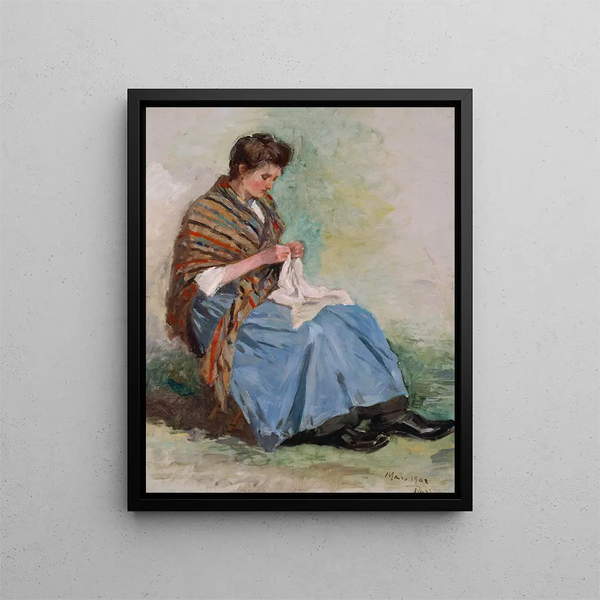 Donna che cuci - Asai Chū — quadro incorniciato alla parete