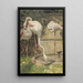 Tre fenicotteri rosa vicino a una vasca - August Allebé — quadro incorniciato alla parete