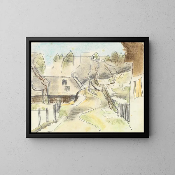 Inverno davanti alla casa - August Babberger — quadro incorniciato alla parete