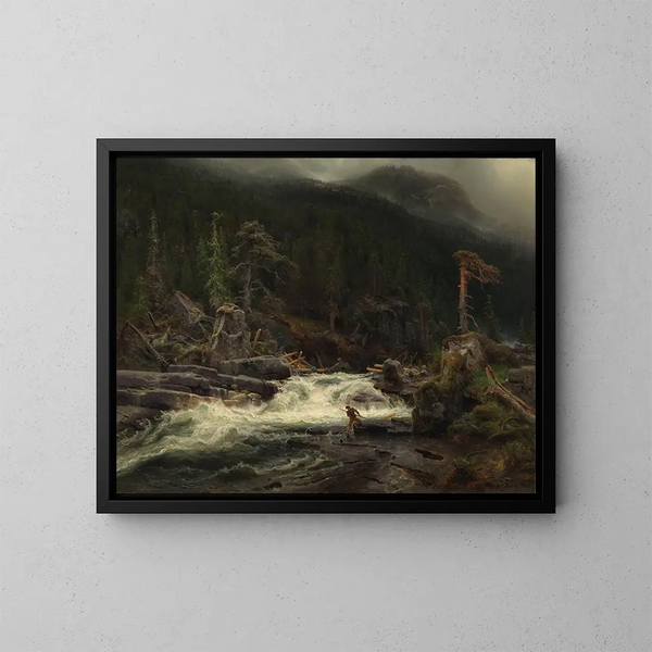Cascata in Telemark - August Cappelen — quadro incorniciato alla parete