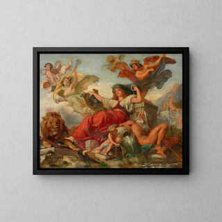 Allegoria sull'espansione della città. Schizzo per un soffitto nel nuovo municipio. - August Eisenmenger — quadro incorniciato alla parete