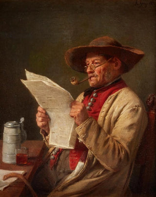 August Friedrich Siegert - Man Reading the News.webp