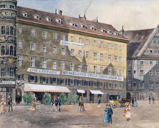 August Gerasch - Die ehemalige Brandsttte am Stephansplatz in Wien mit dem Caf LEurope.webp