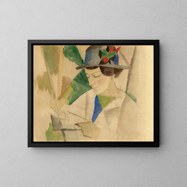 La donna del pittore che legge - August Macke — quadro incorniciato alla parete