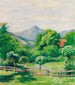 Giardino a Tegernsee con casa e montagna - August Macke — vista dell’opera