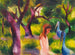 Filles con uccelli blu - August Macke — vista dell’opera