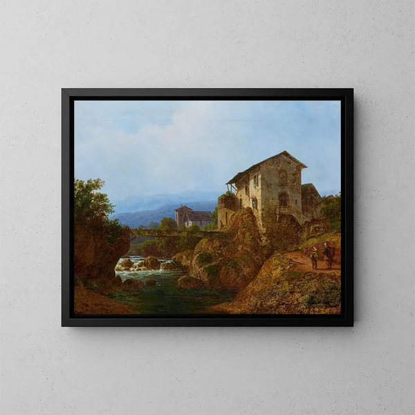 Antico ponte del villaggio - August Piepenhagen — quadro incorniciato alla parete