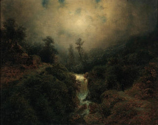 August Piepenhagen - Romantische Mondlandschaft mit Wanderer.webp