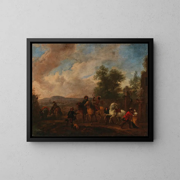 La partenza per la caccia - August Querfurt — quadro incorniciato alla parete