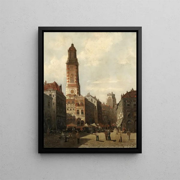 Un marché de rue - August von Siegen — quadro incorniciato alla parete