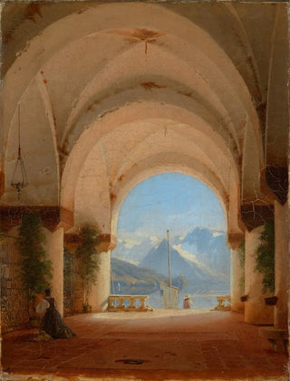 August von Bayer - Ausblick aus einem Kreuzgang.webp