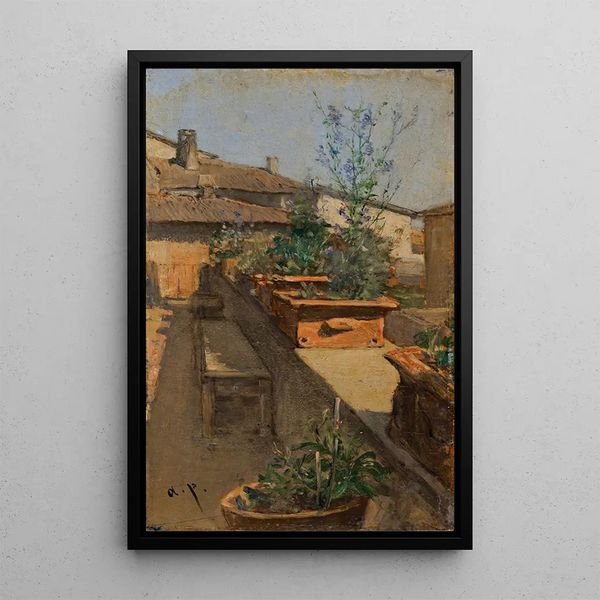 Un jardin sur le toit - August von Pettenkofen — quadro incorniciato alla parete