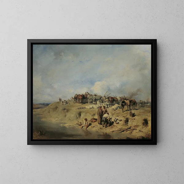 Bivouac de soldats russes - August von Pettenkofen — quadro incorniciato alla parete