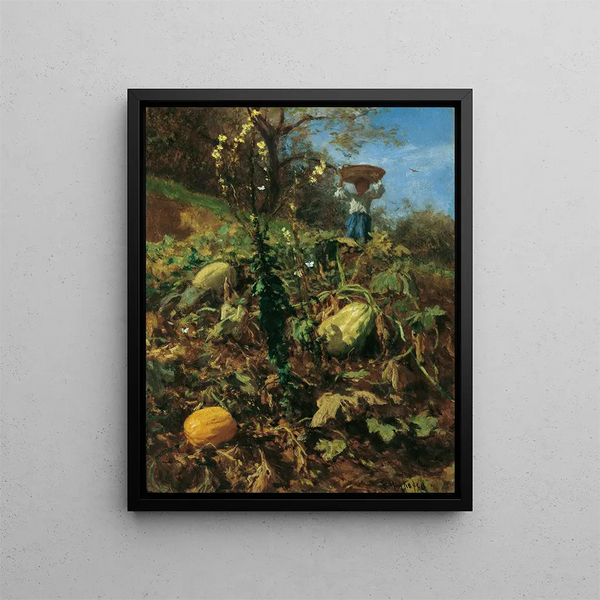Il giardino delle zucche - August von Pettenkofen — quadro incorniciato alla parete