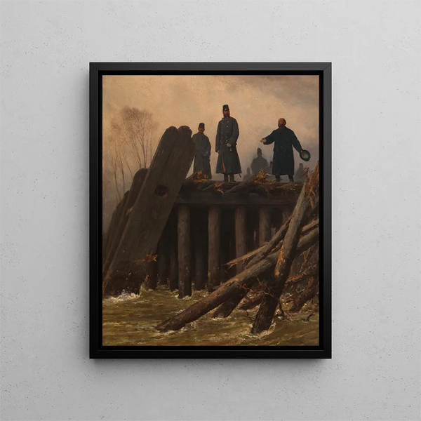 L'inondazione di febbraio 1862 - August von Pettenkofen — quadro incorniciato alla parete