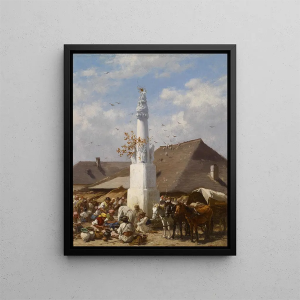 Mercato delle pulci di Szolnok - August von Pettenkofen — quadro incorniciato alla parete