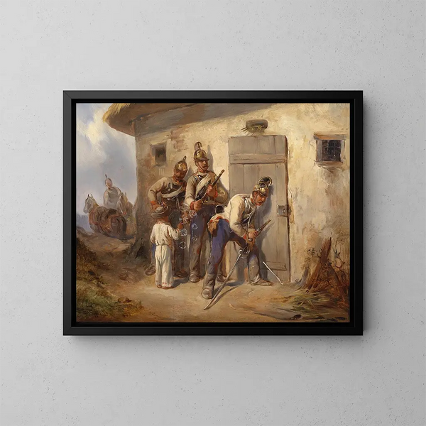 Drago dell'esercito austriaco - August von Pettenkofen — quadro incorniciato alla parete