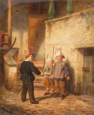 Auguste Bachelin - Children playing soldiers.webp