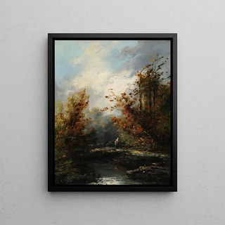 Auguste Rigon - Paysage avec cours deau et paysanne.webp