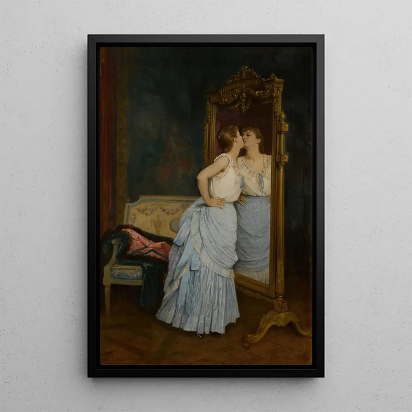 Lo specchio - Auguste Toulmouche — quadro incorniciato alla parete