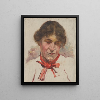 Aurel Ballo - Head Study of Woman with Red Bow.webp