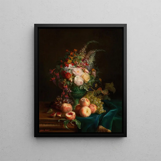 Aurelie Leontine Malbet - Still life with flowers and peaches.webp
