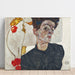 Riproduzione del dipinto Autoritratto con una pianta di lanterne cinesi di Egon Schiele