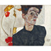 Riproduzione del dipinto Autoritratto con una pianta di lanterne cinesi di Egon Schiele